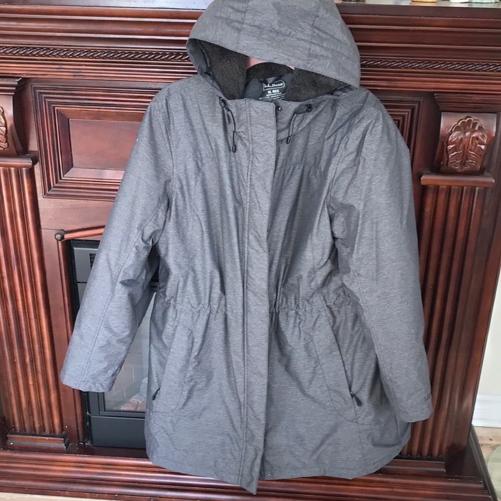 Ll Bean Women's Gray Hooded Jacket